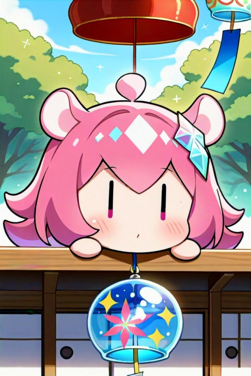 風鈴のピンク髪ちゃん