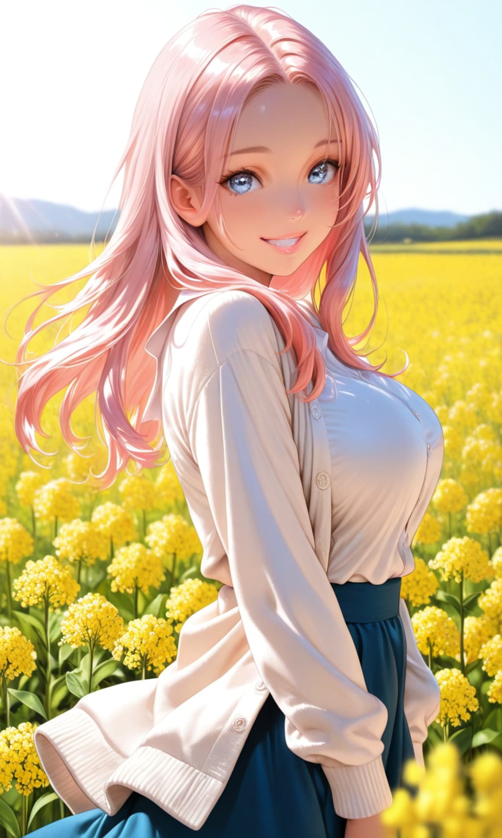 菜の花に囲まれて