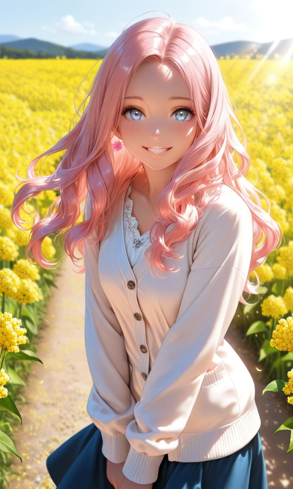 菜の花に囲まれて