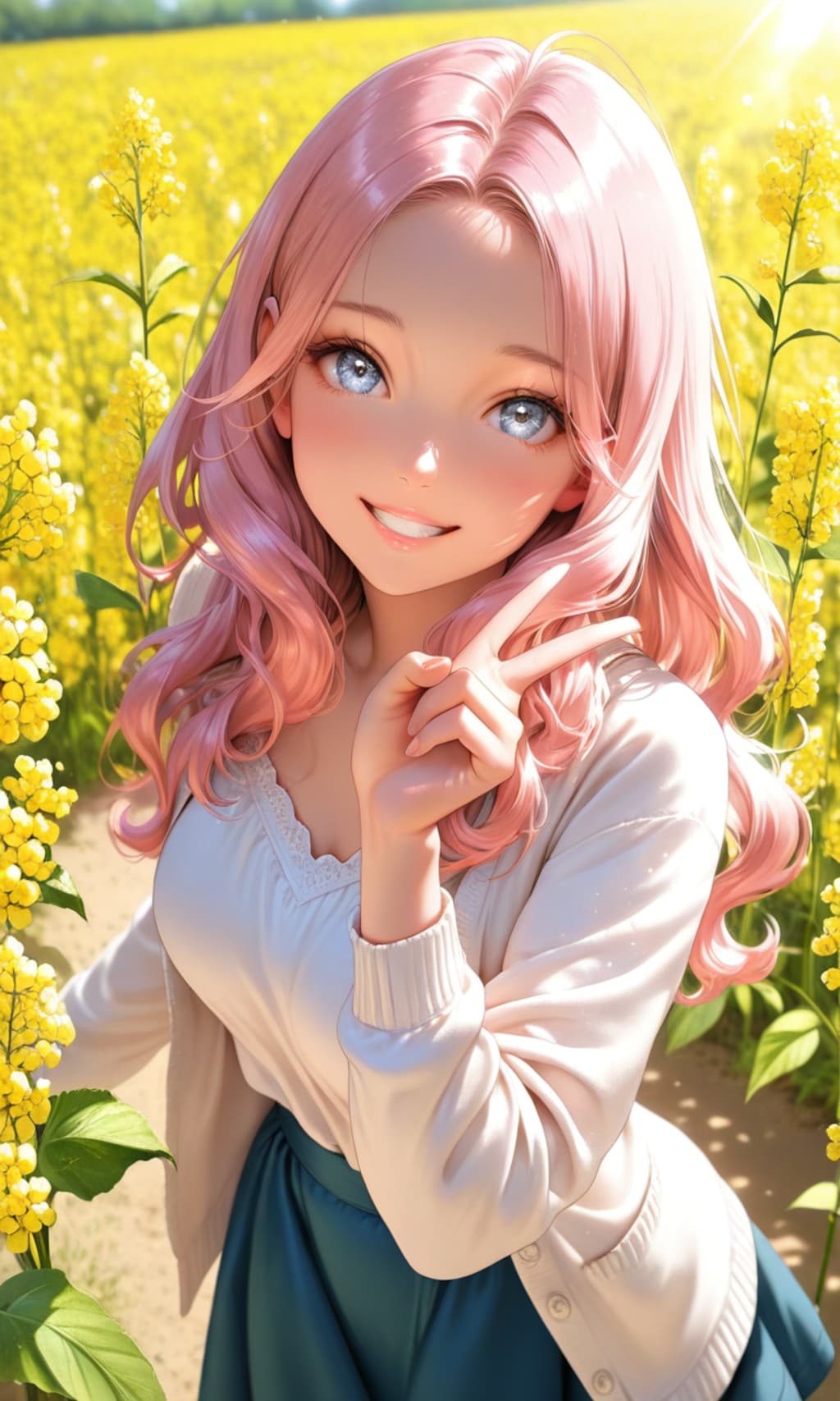 菜の花に囲まれて