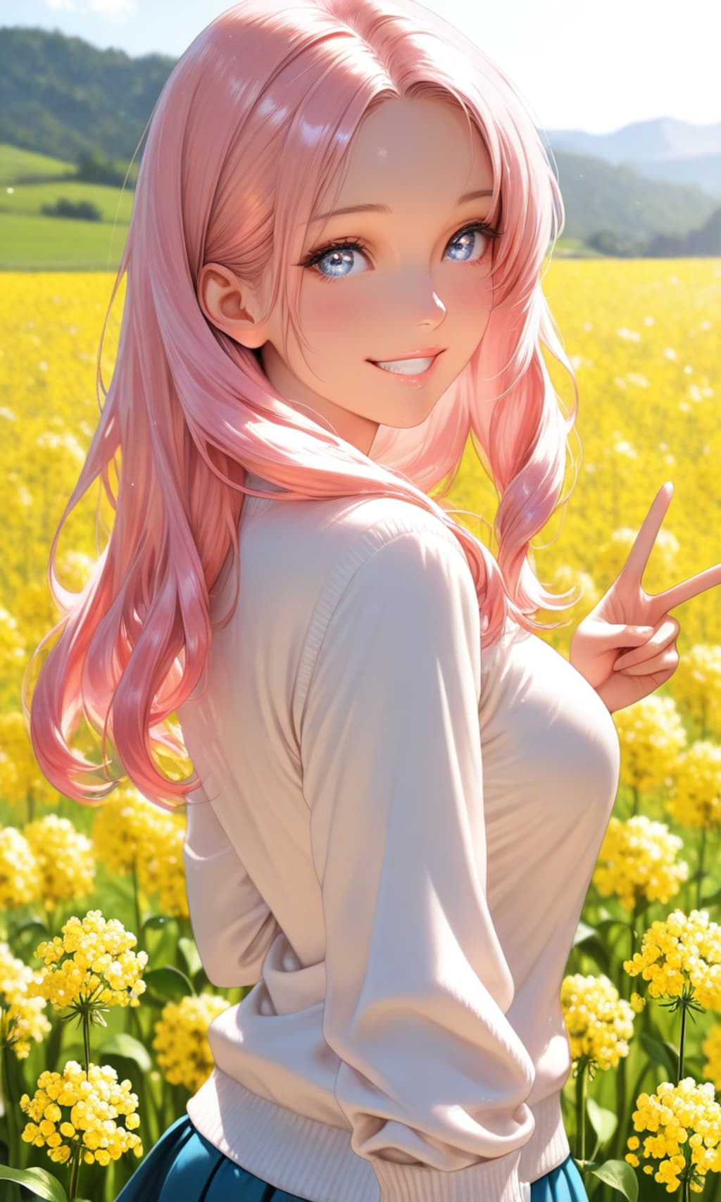 菜の花に囲まれて