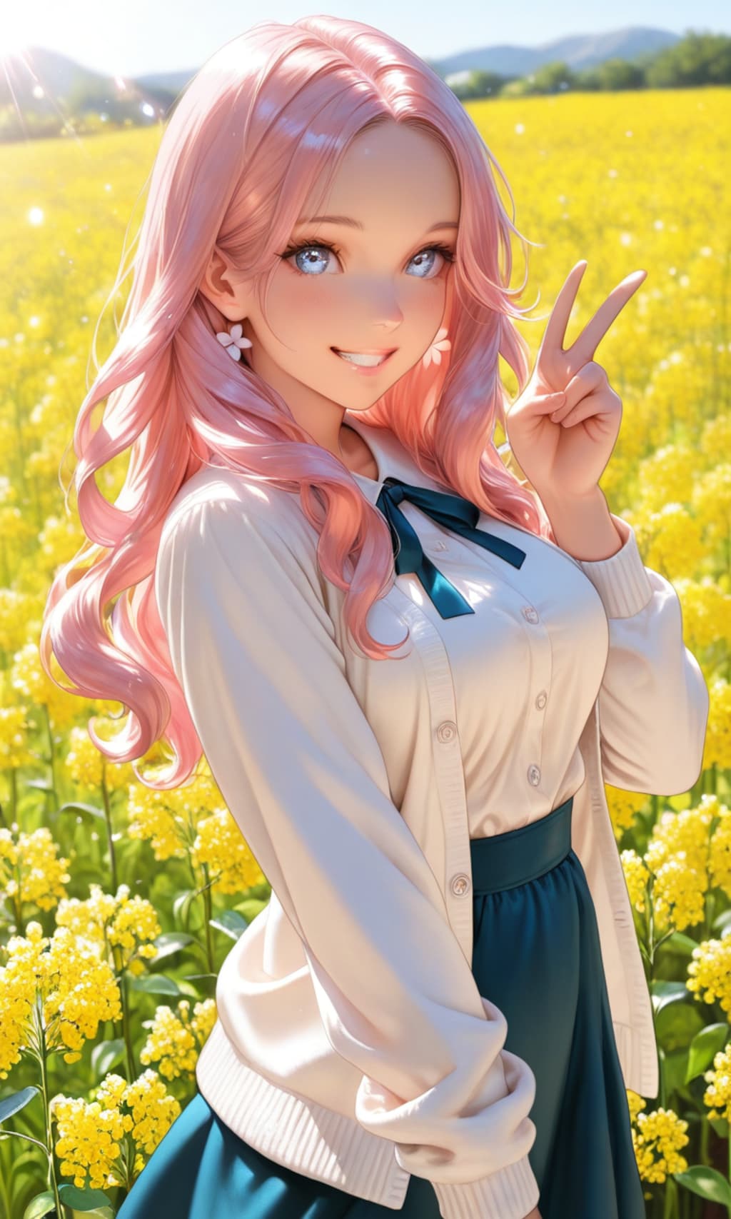 菜の花に囲まれて