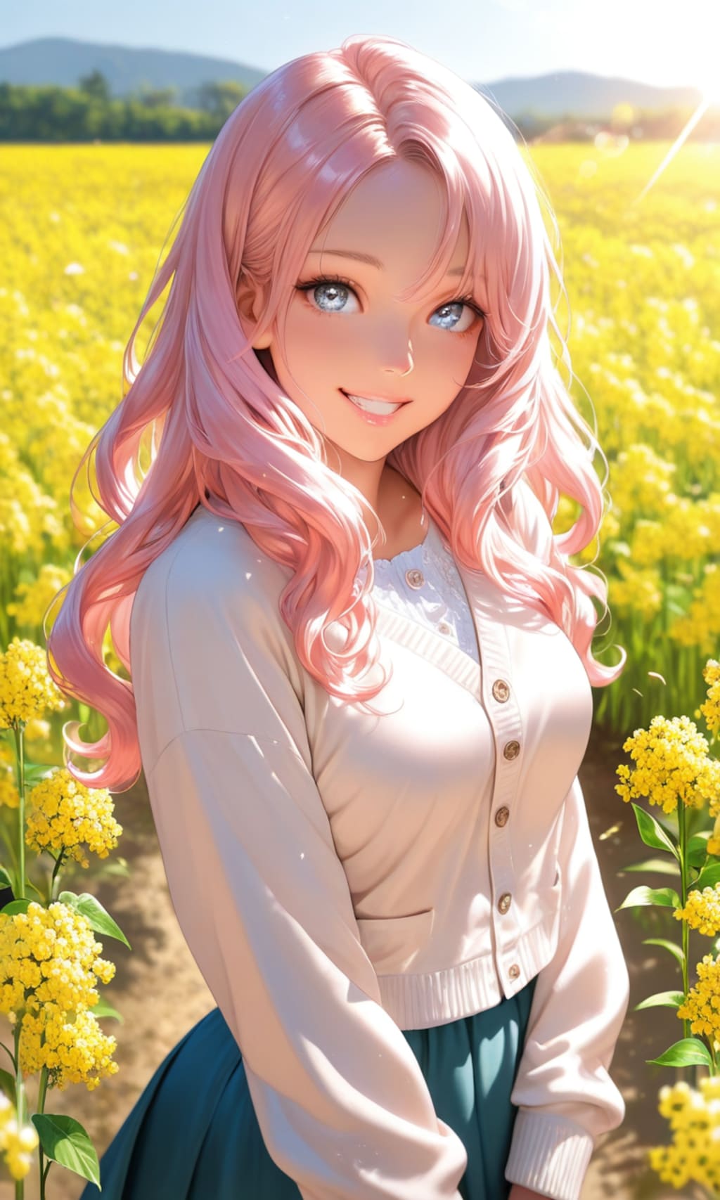 菜の花に囲まれて