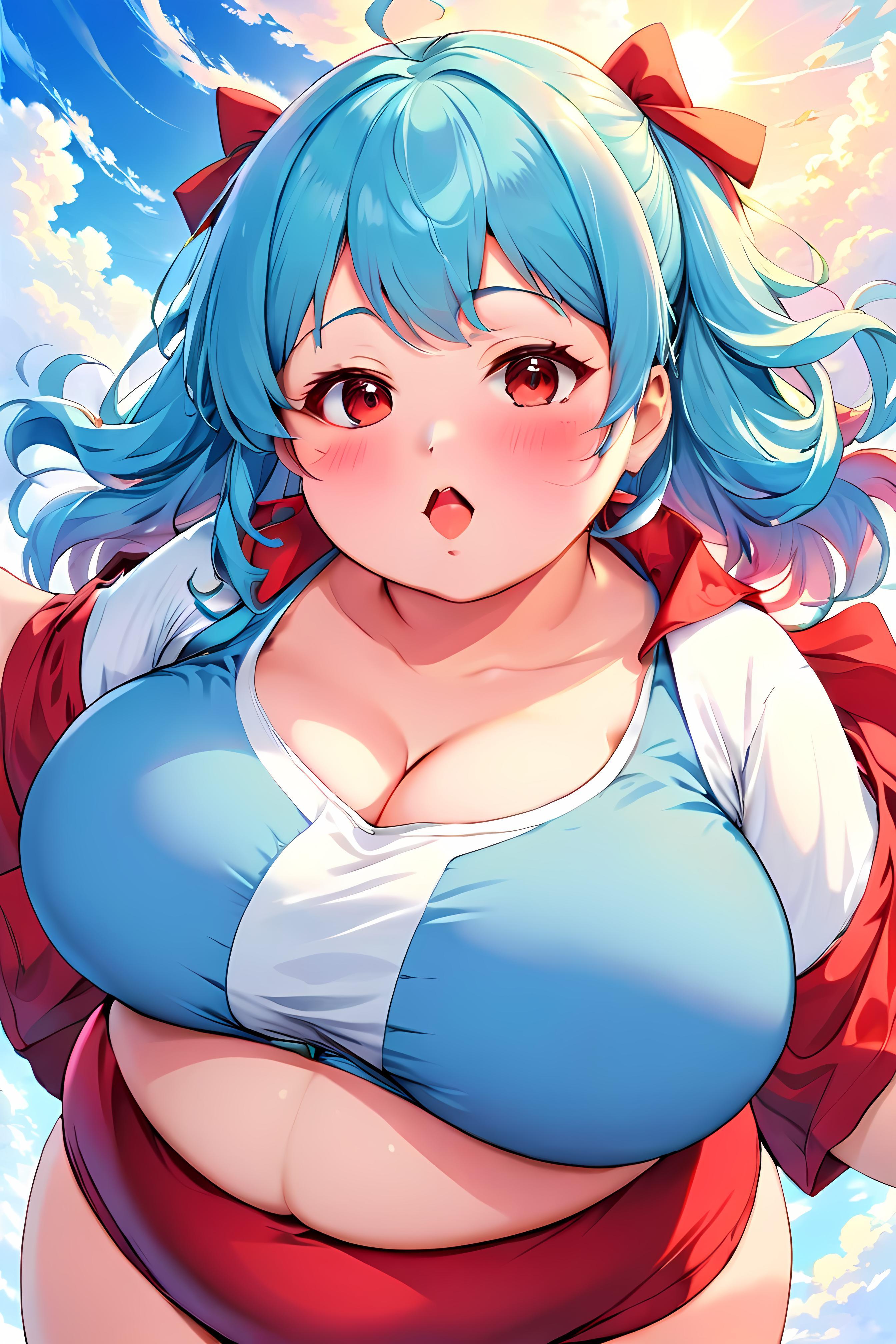 ぽっちゃりしたリボンを付けた巨乳女子 | の人気AIイラスト・グラビア