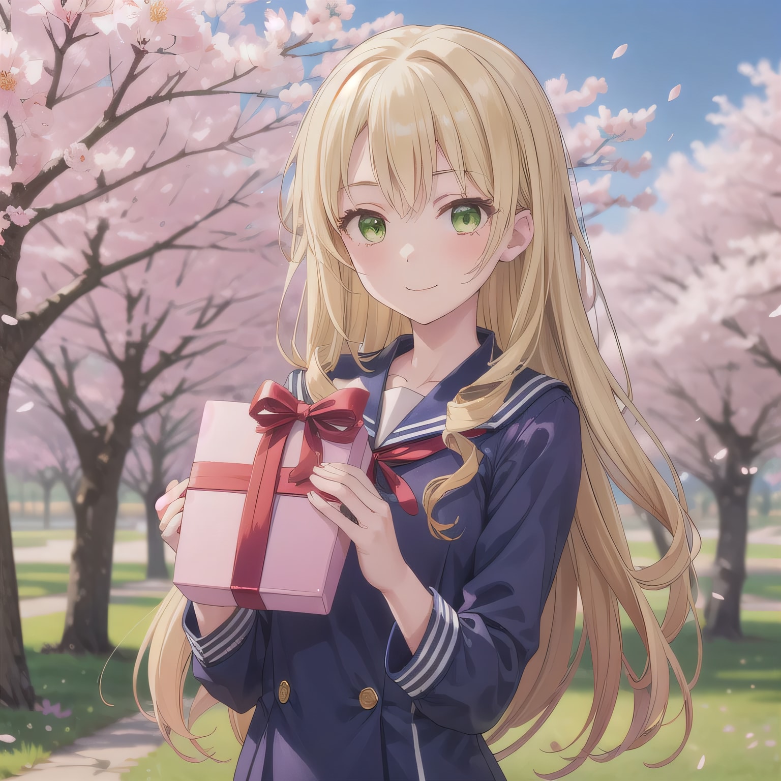 金髪ロングでセーラー服の少女１７ | の人気AIイラスト・グラビア