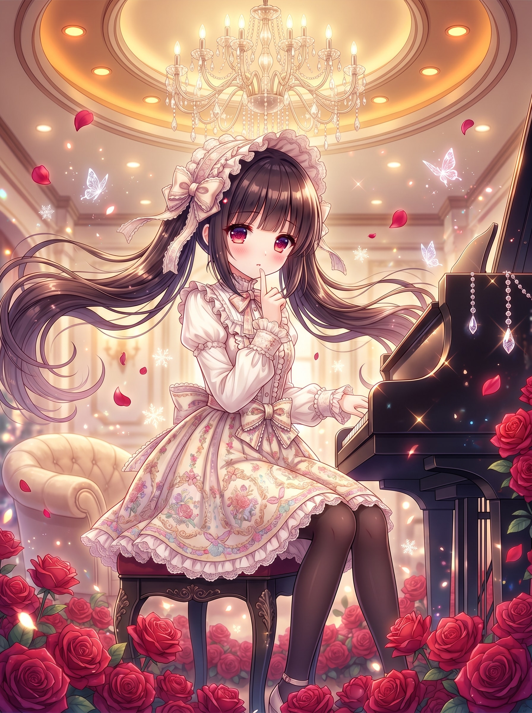 薔薇燈下の静奏 | の人気AIイラスト・グラビア