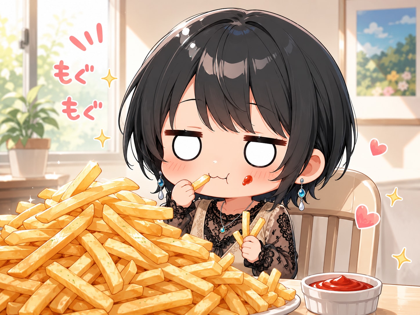 フライドポテトを食べる藍音ちゃん | の人気AIイラスト・グラビア