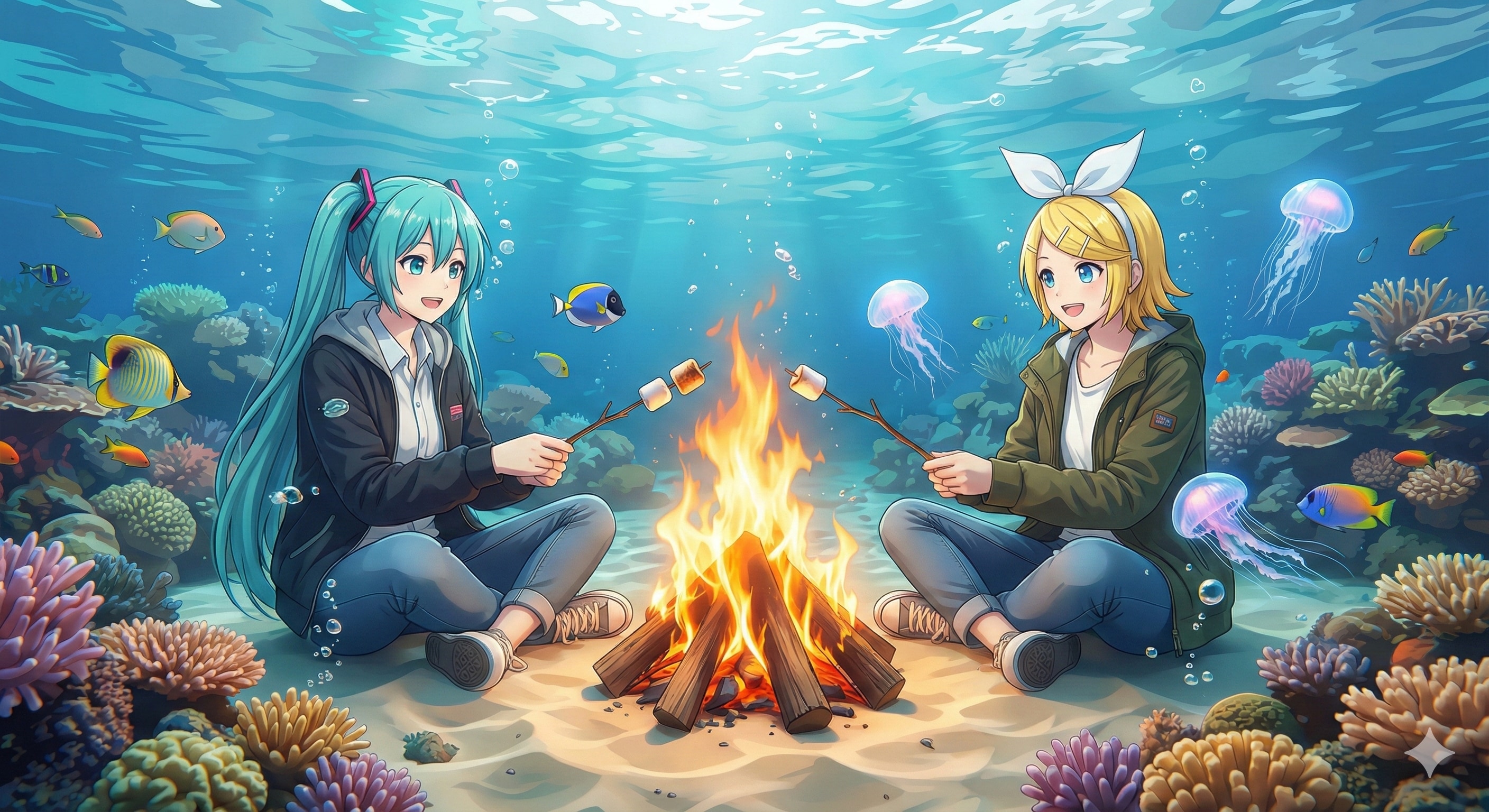 水中マシュマロの焼き加減🤔 | の人気AIイラスト・グラビア