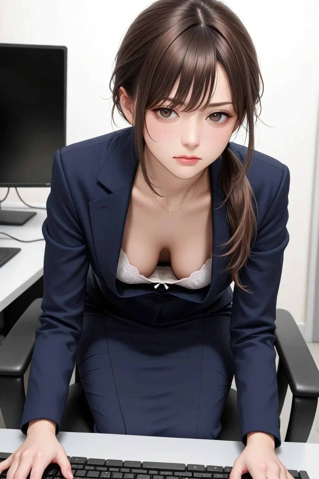 気難しそうなOL