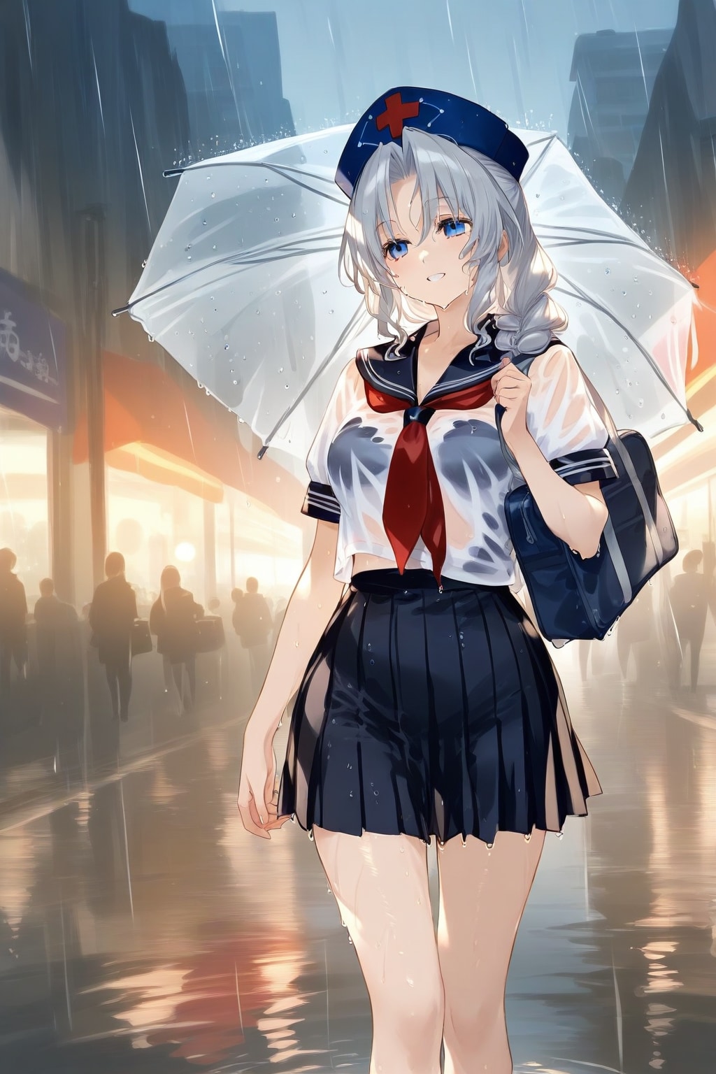 濡れた制服永琳と大雨