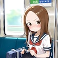 電車内でスカートめくらされる高木さん 2枚目