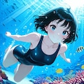 水中詰め合わせ 黒髪ボブ×スクール水着編 5枚目