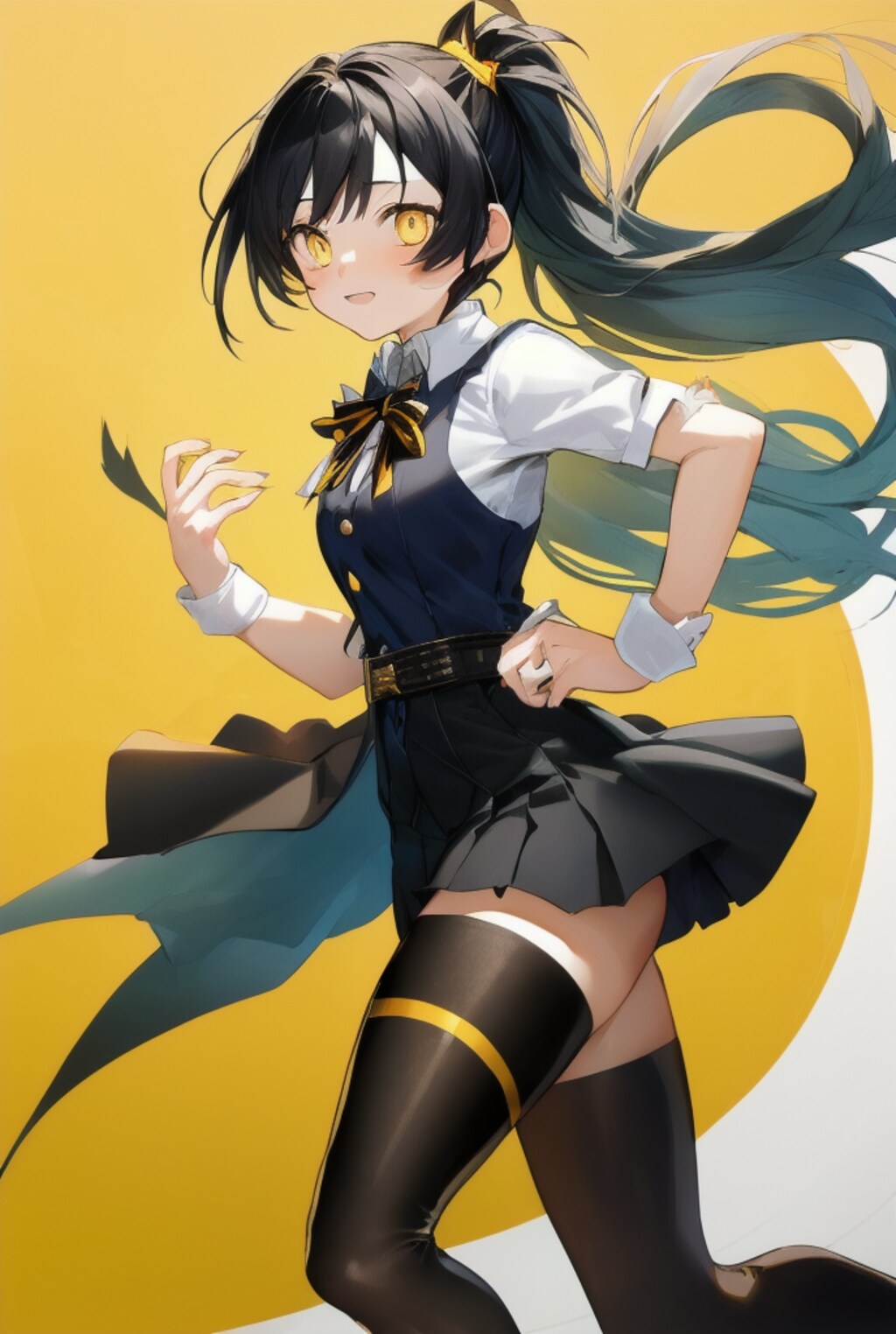 疾走する黒髪ポニーテールの少女・その１（４枚）