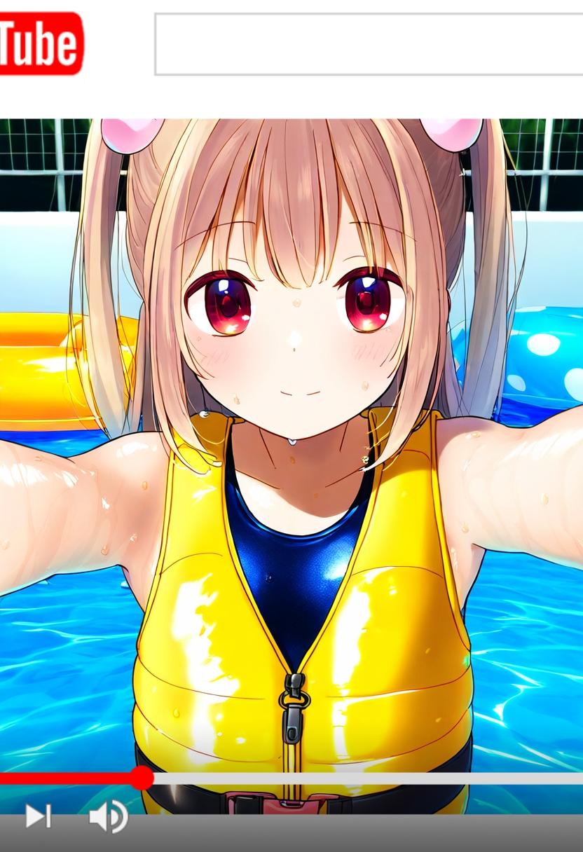 ホテルのプールで生配信するVtuber