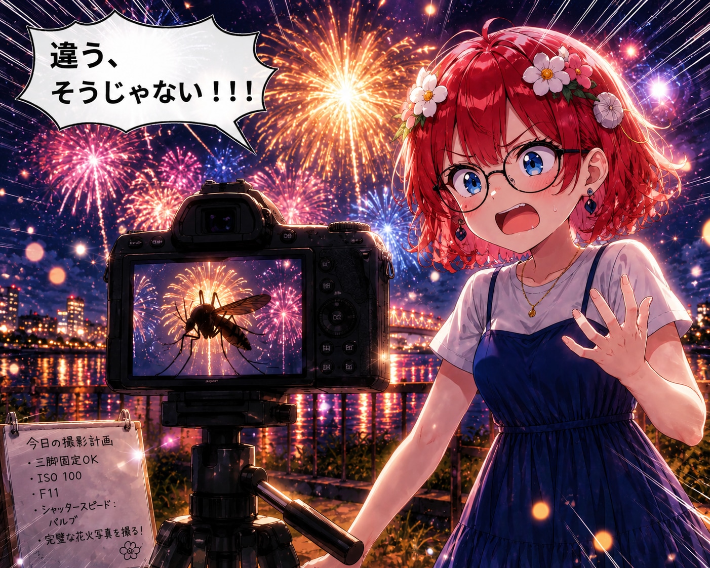 完璧な花火写真のはずだった