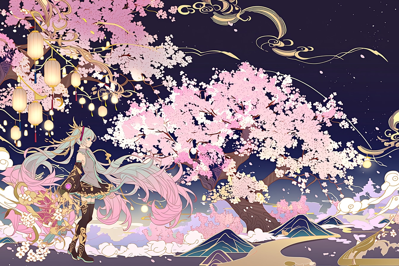 夜桜 | の人気AIイラスト・グラビア