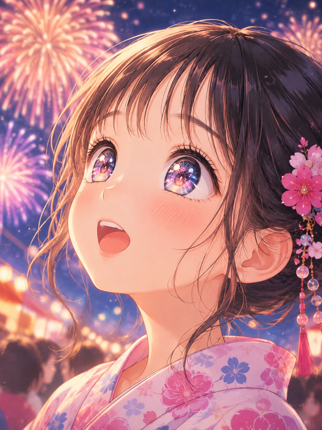 あの日の夏祭り。花火を見上げる彼女の横顔に、僕は見惚れていた。 | の人気AIイラスト・グラビア