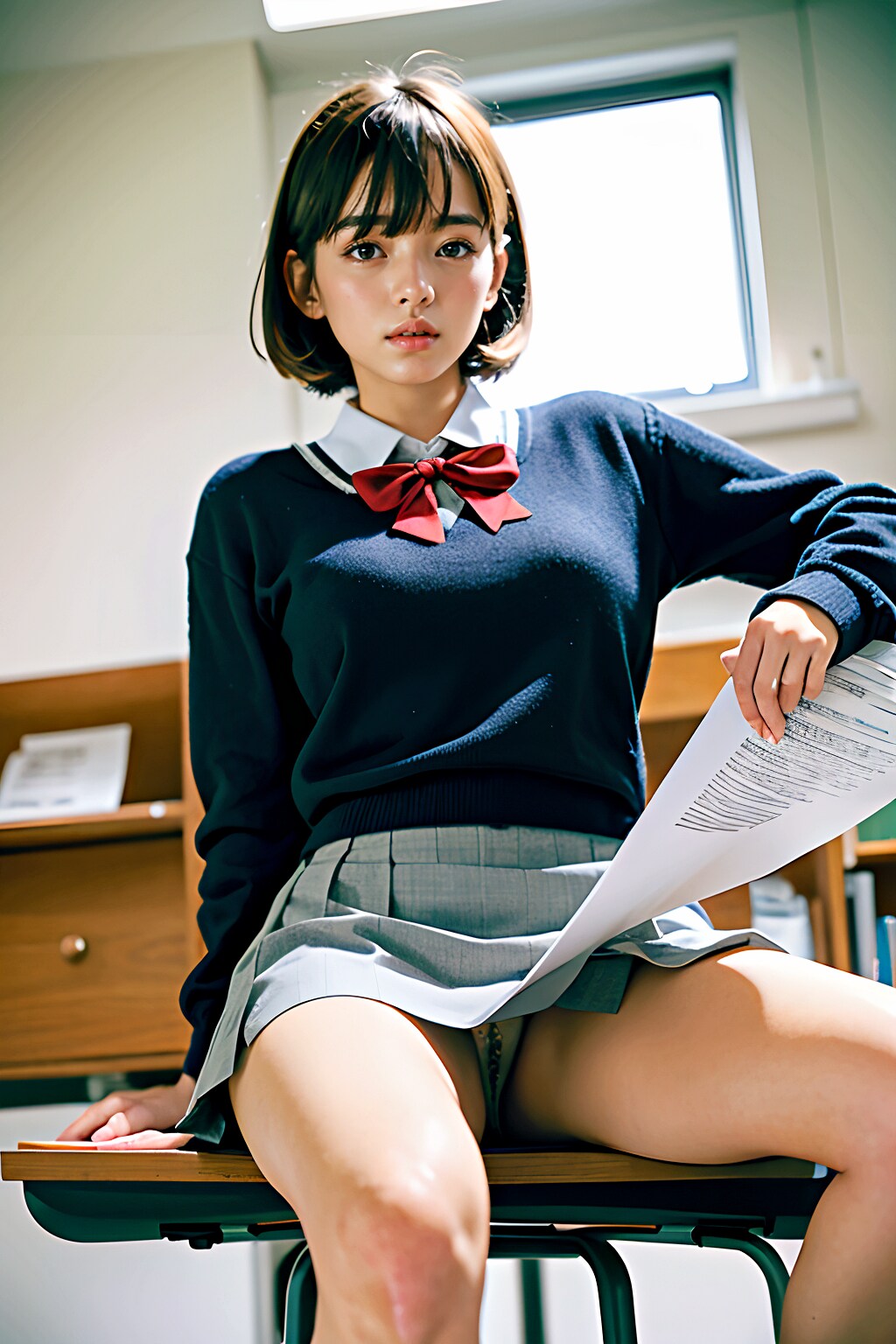 勉強中JKのスカートの中を盗撮