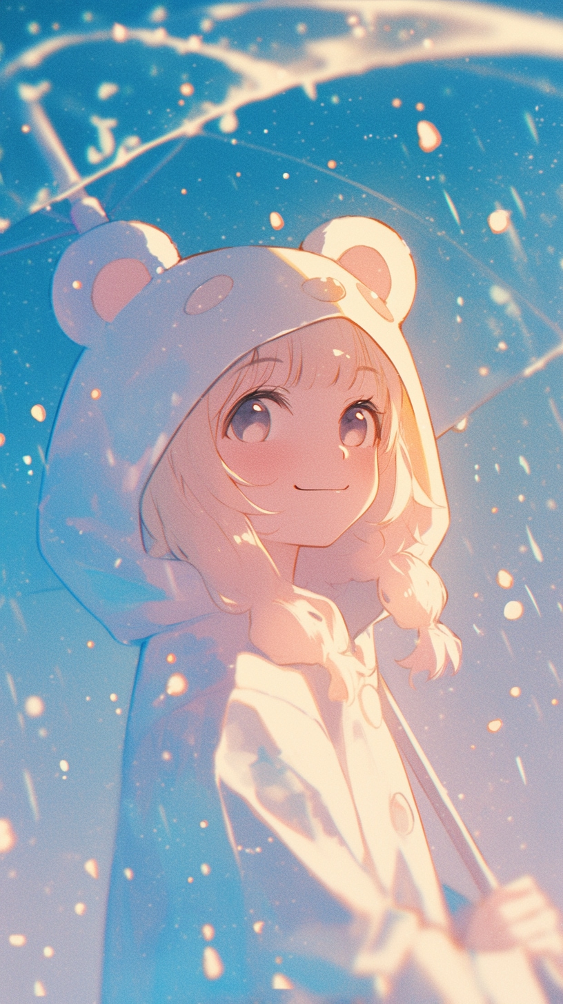くま娘と傘🐾 | の人気AIイラスト・グラビア