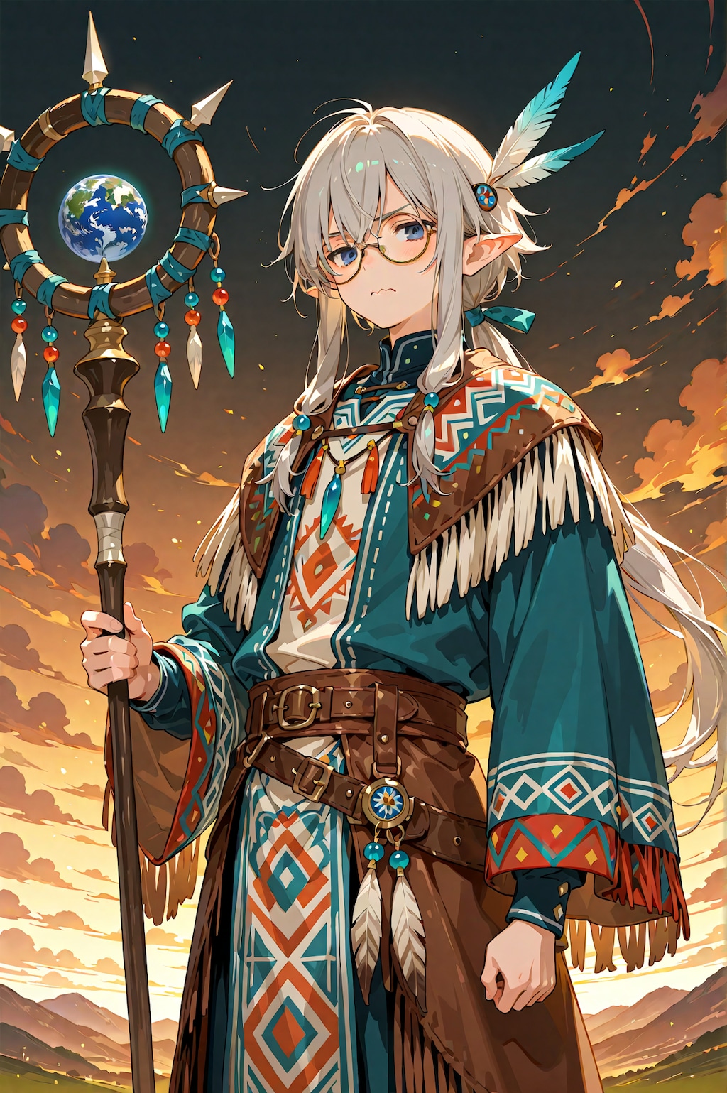 灰髪エルフと異国の衣装