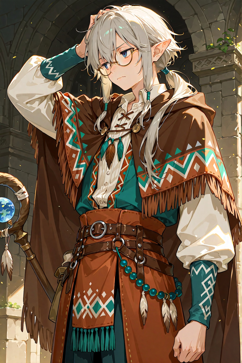 灰髪エルフと異国の衣装