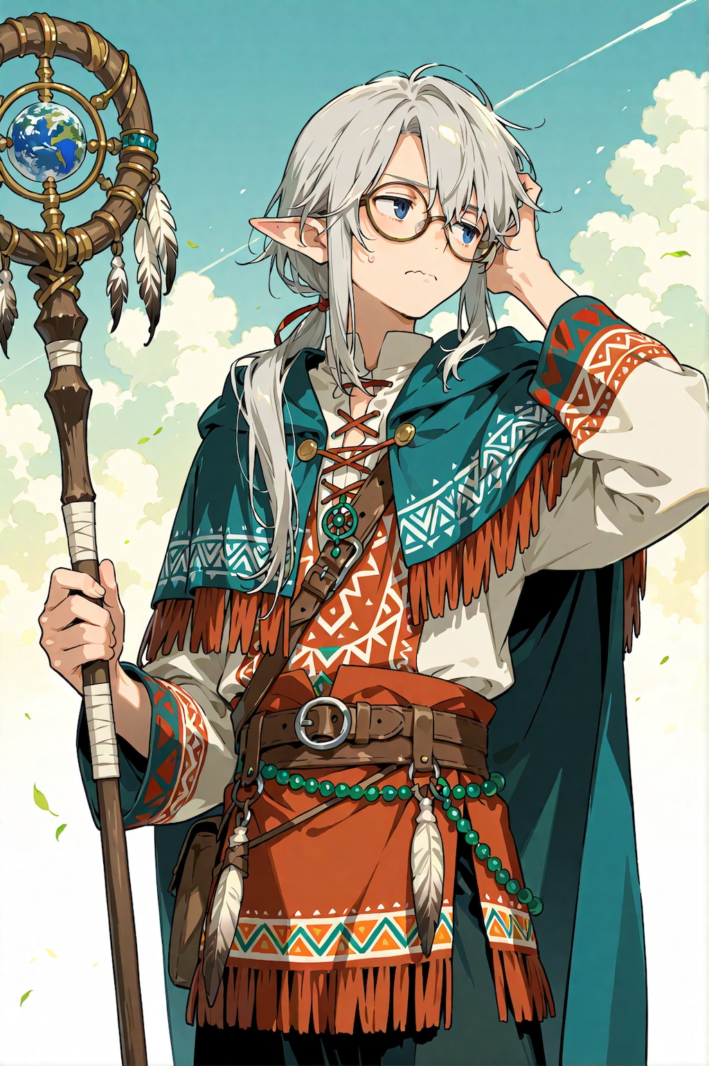 灰髪エルフと異国の衣装