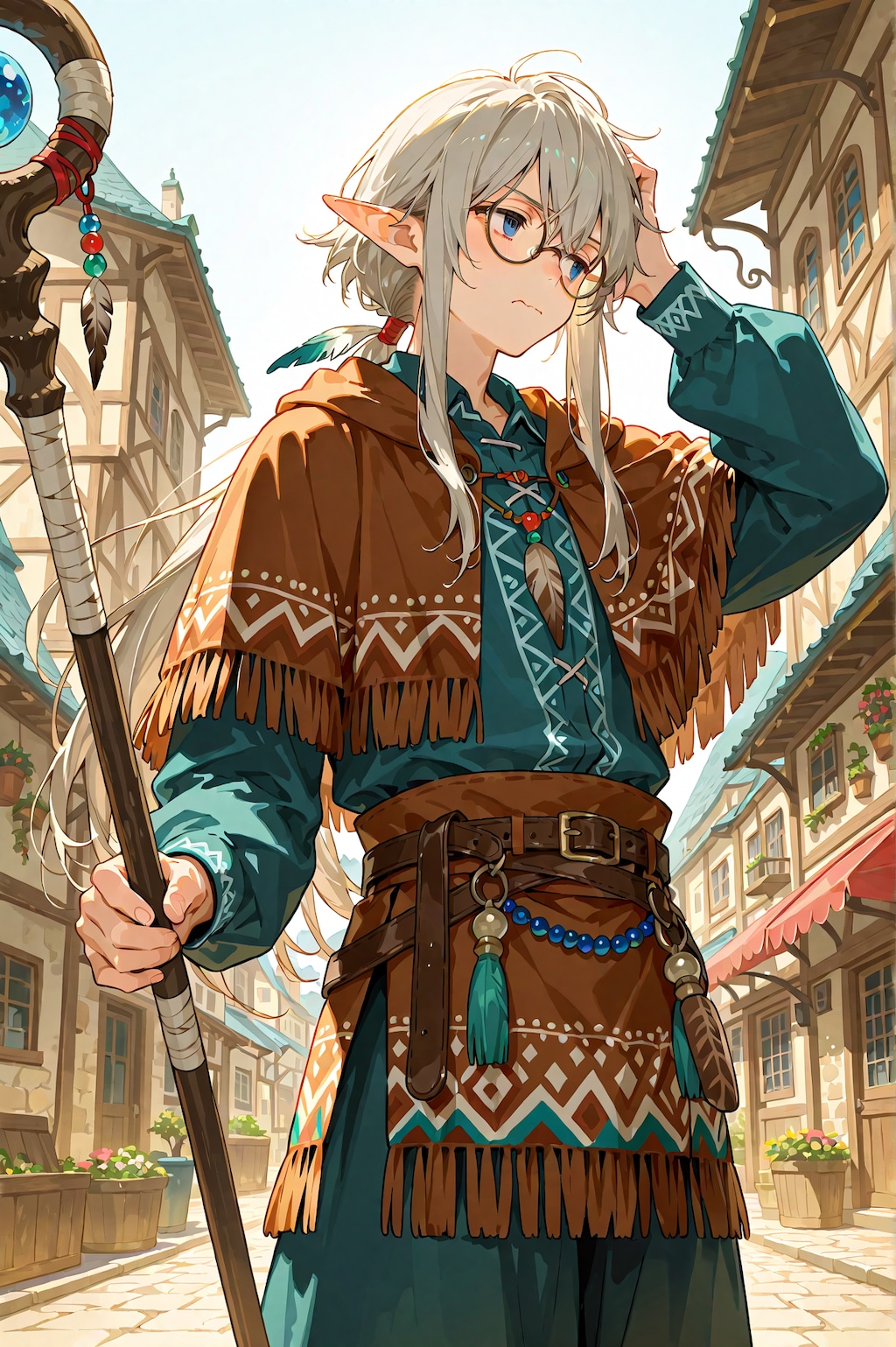 灰髪エルフと異国の衣装