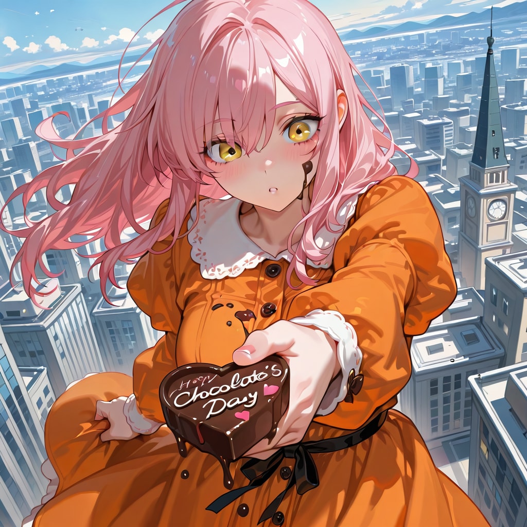 危ない場所で溶けて危ない状態のチョコを渡してくるダメな方向に冒険者精神を発動してしまった系女子 | の人気AIイラスト・グラビア