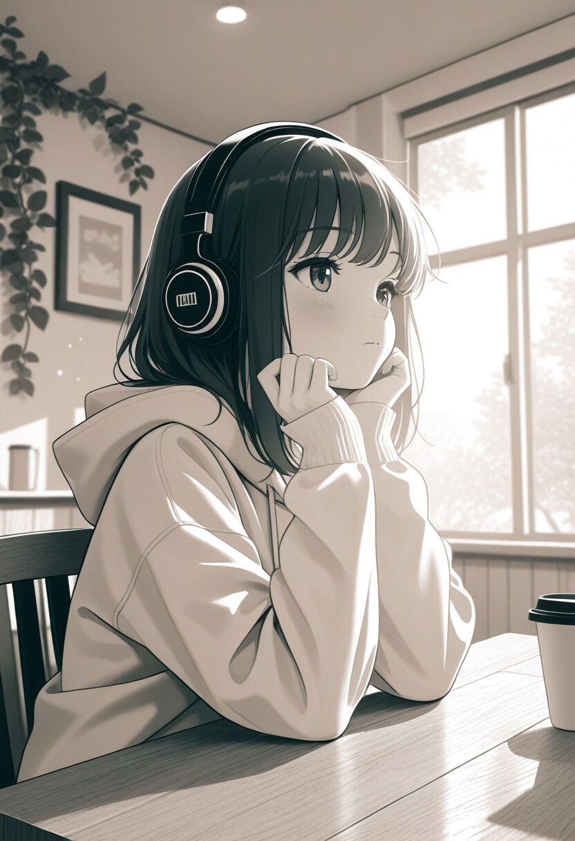 ヘッドフォンの少女(2) | の人気AIイラスト・グラビア