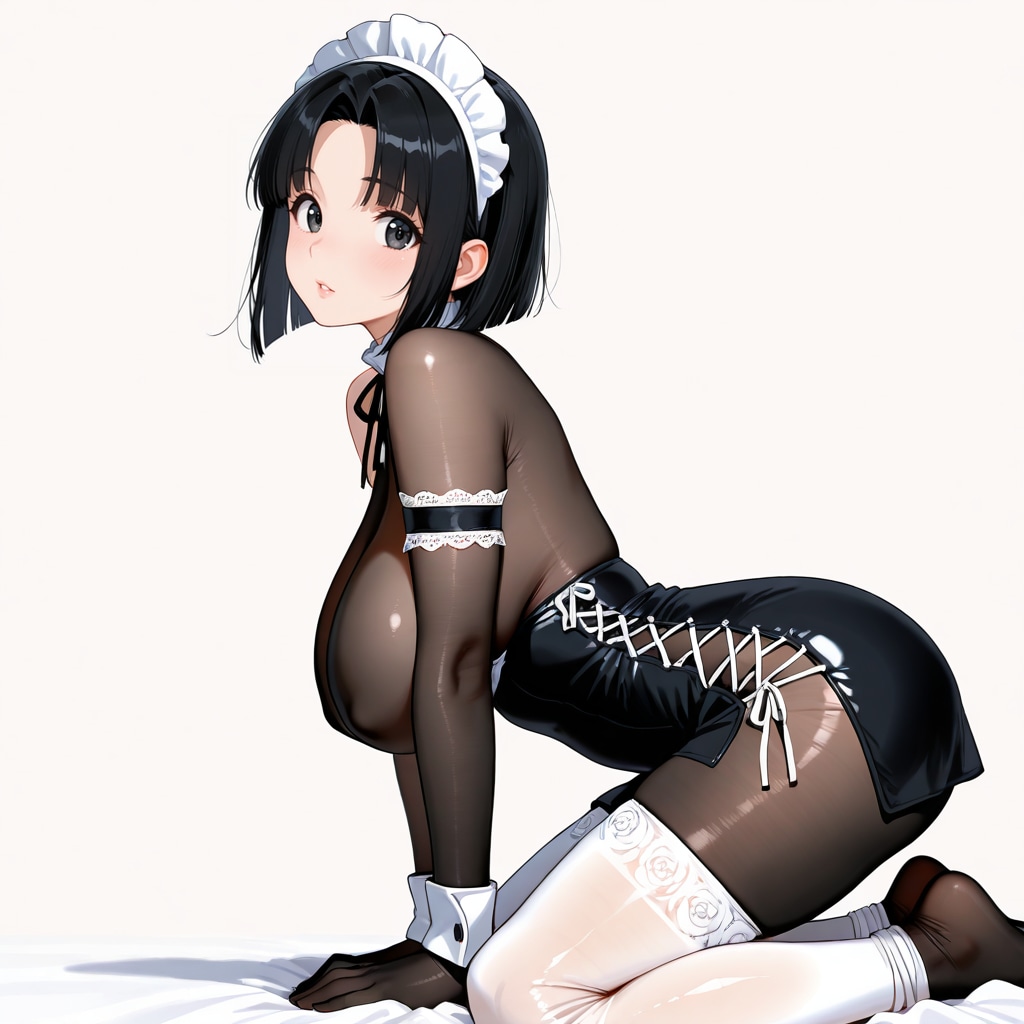 ボディストッキング黒ラバーメイド