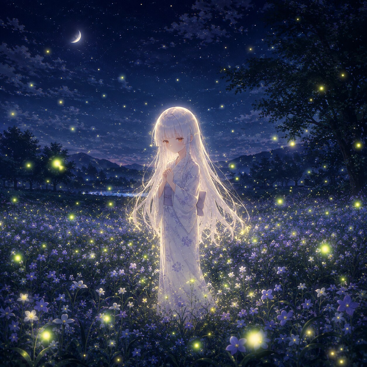 ホタルに照らされて | の人気AIイラスト・グラビア