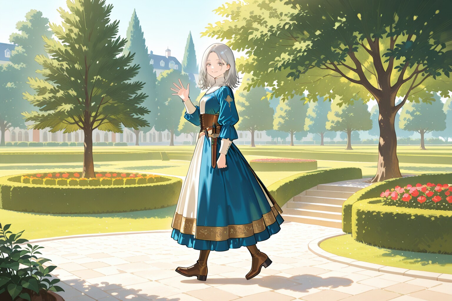手を振る少女