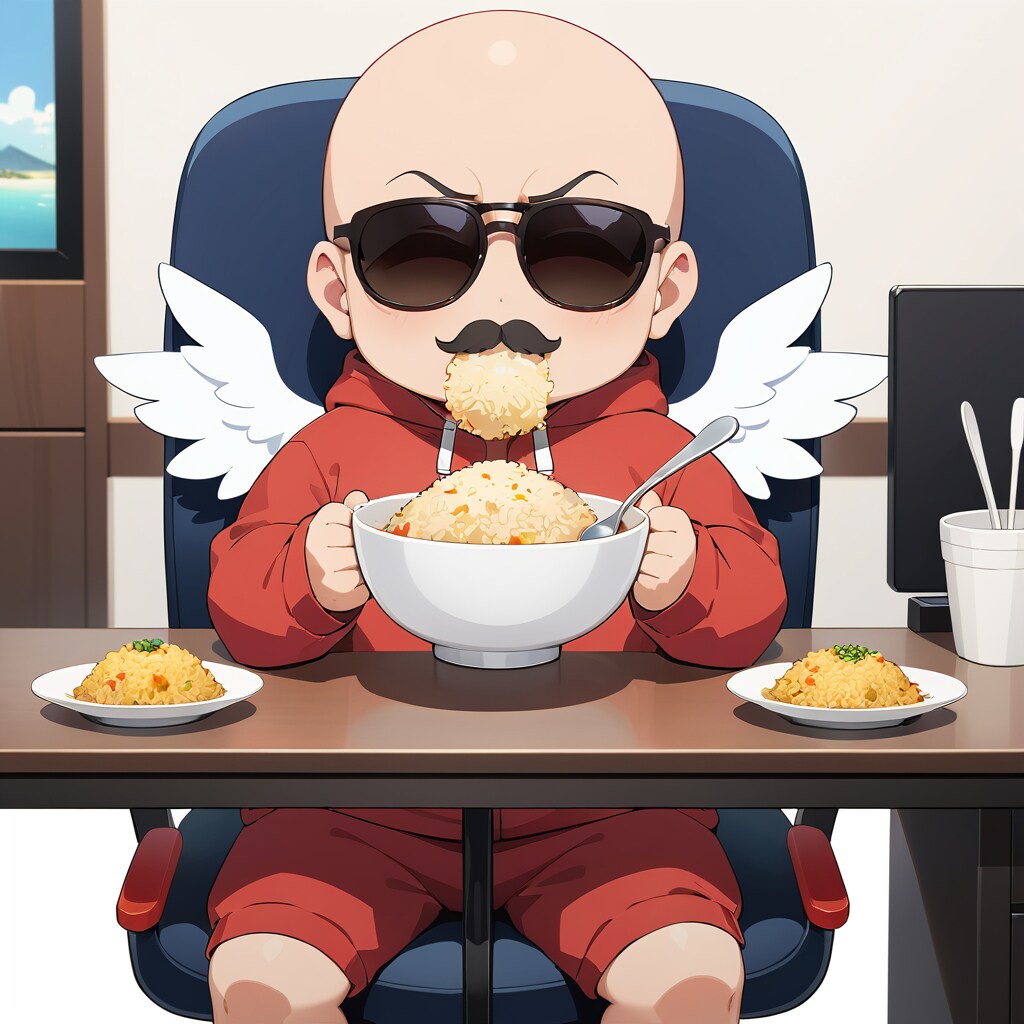EMERALDのチャーハンを食べる小さいおっさん | の人気AIイラスト・グラビア