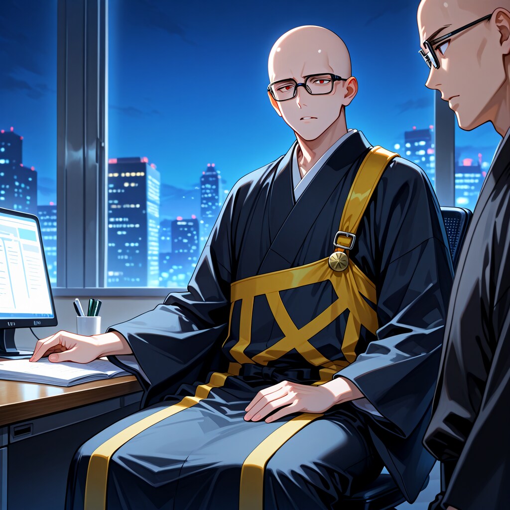 高層ビル上層階の寺