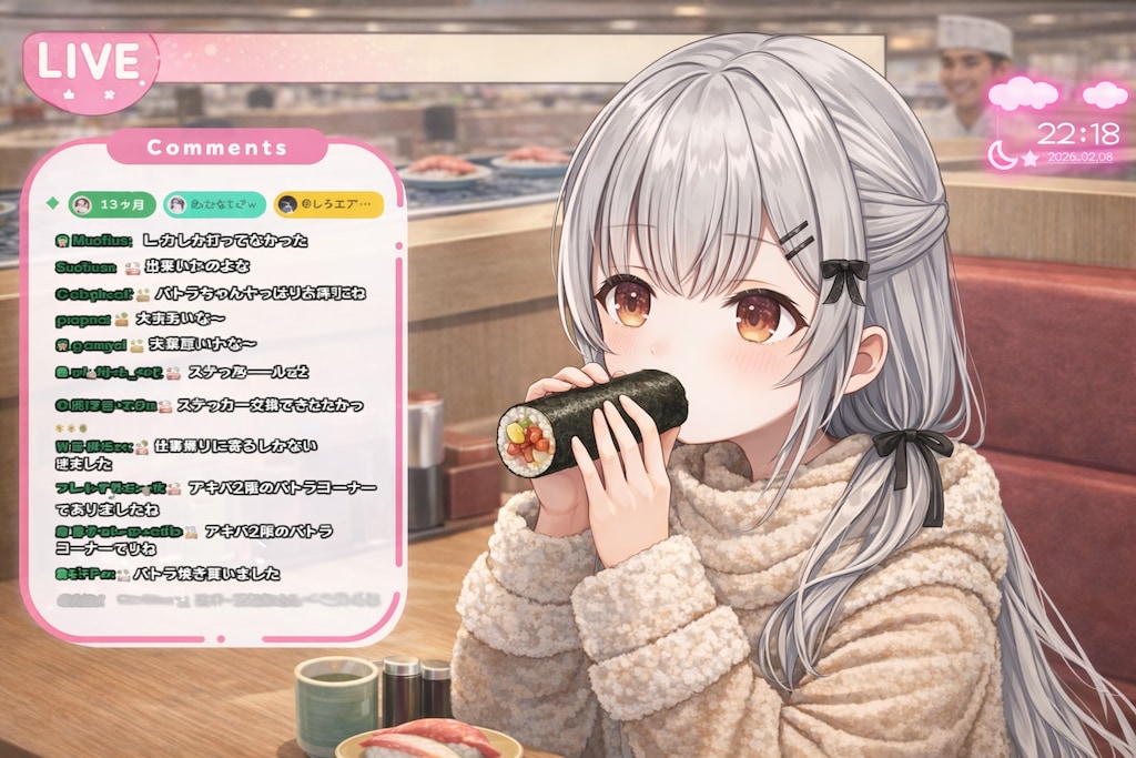 時期の過ぎた恵方巻と冬の回転寿司店― 配信風シーン＆衣装設定集