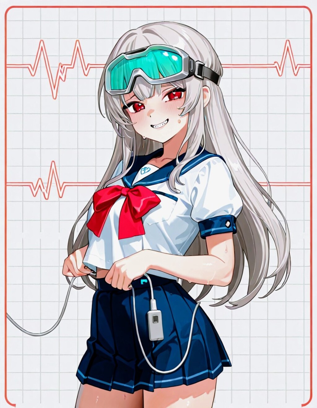 ECG(心電図)銀髪お姉やん05