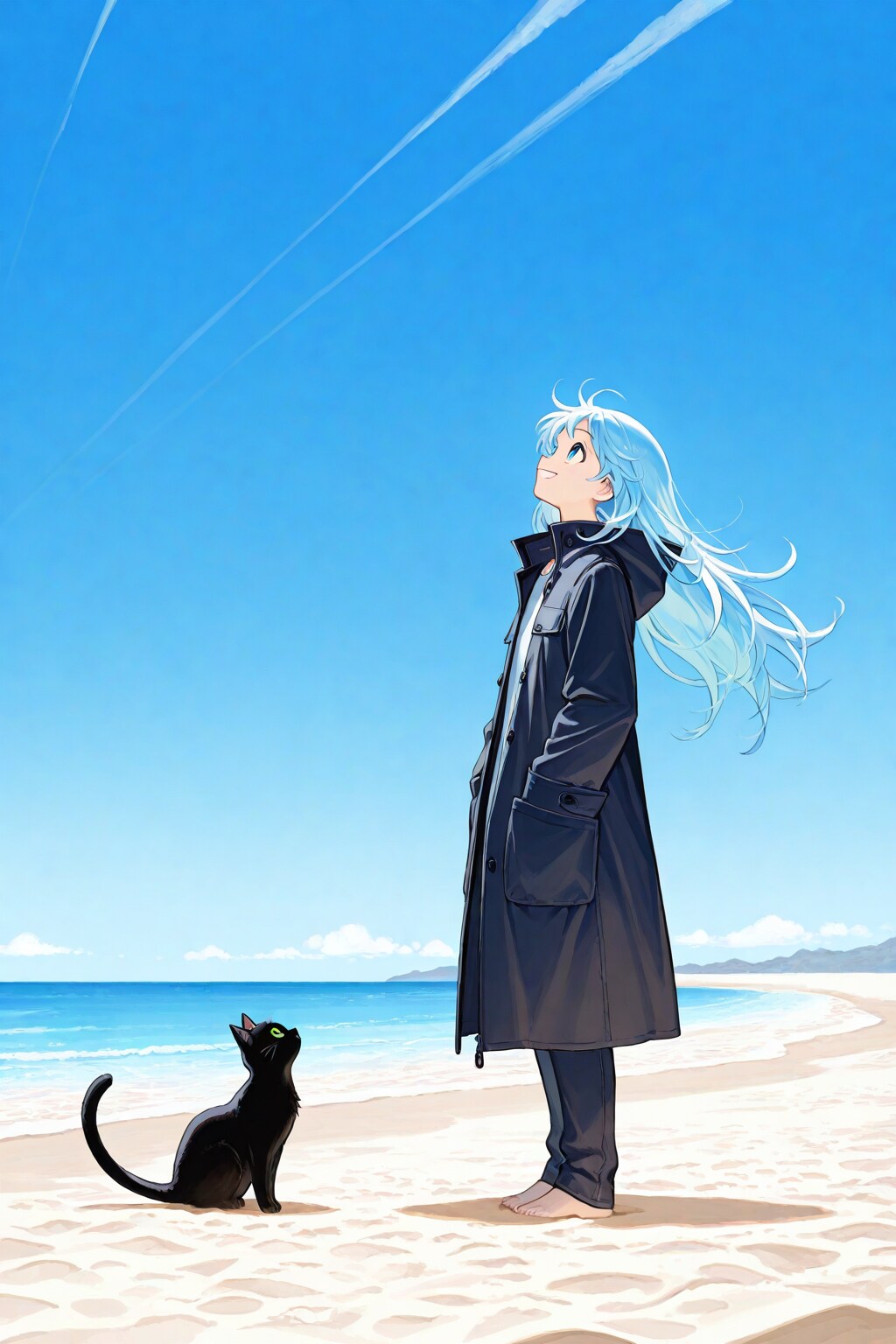 砂浜の魔女と黒猫