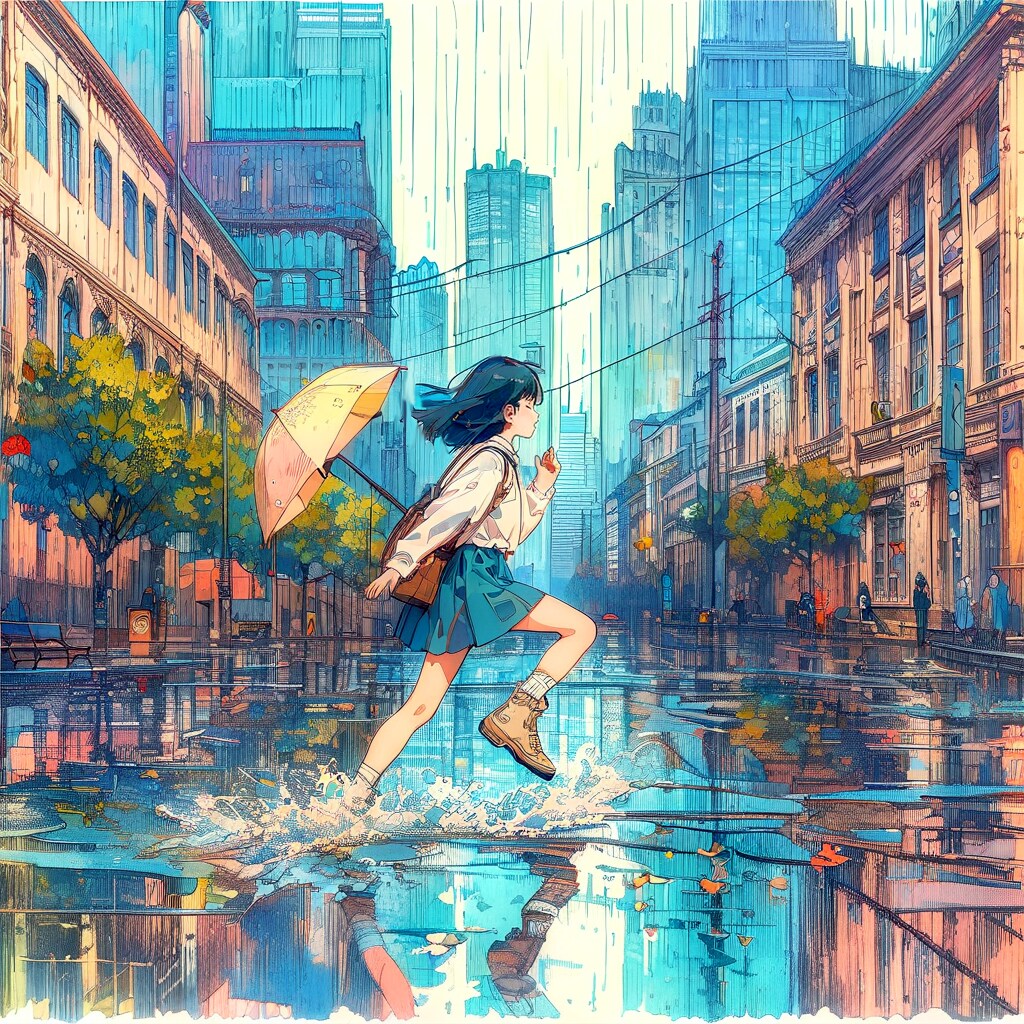 街と水たまり、少女177