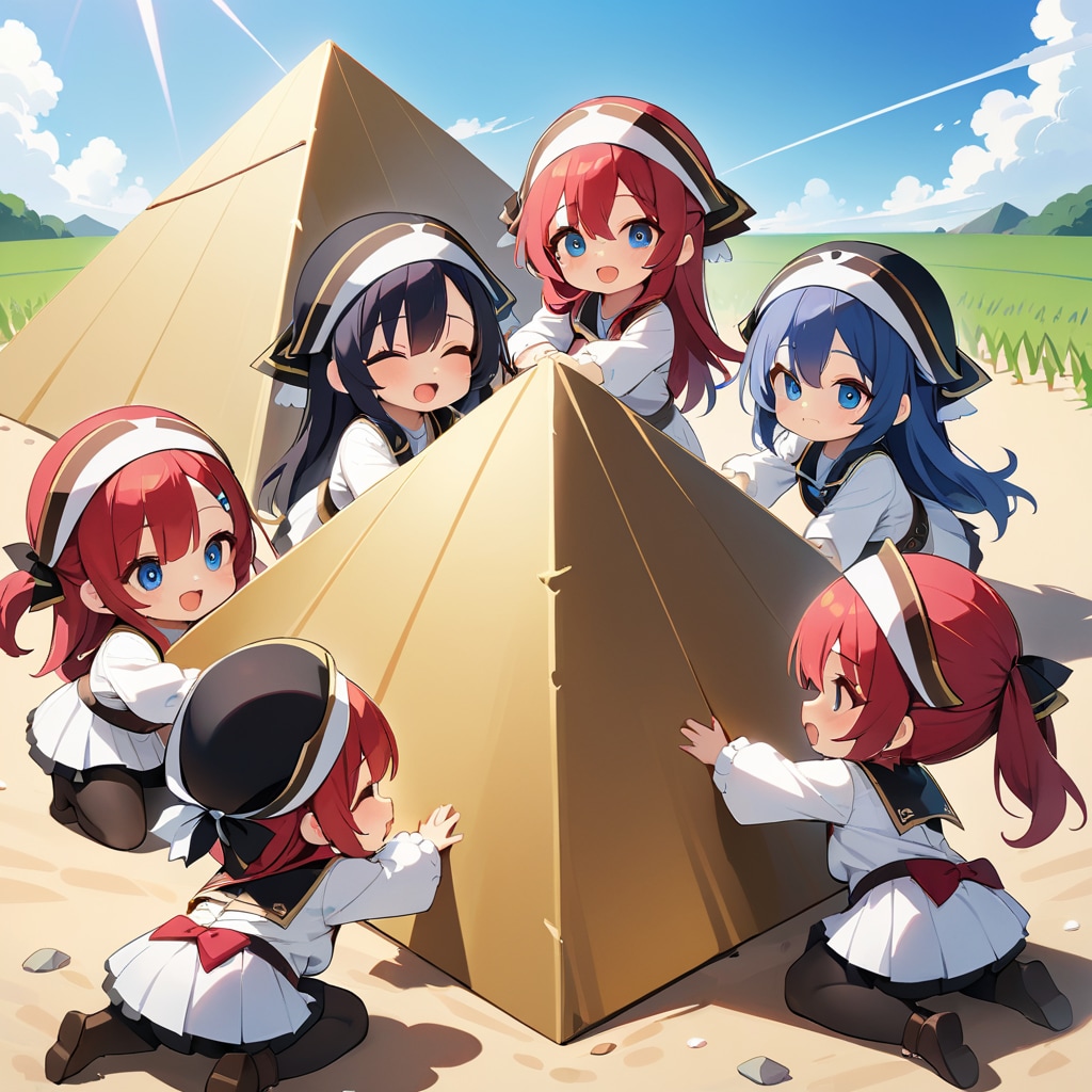 ピラミッドを作る海賊娘ちゃん達