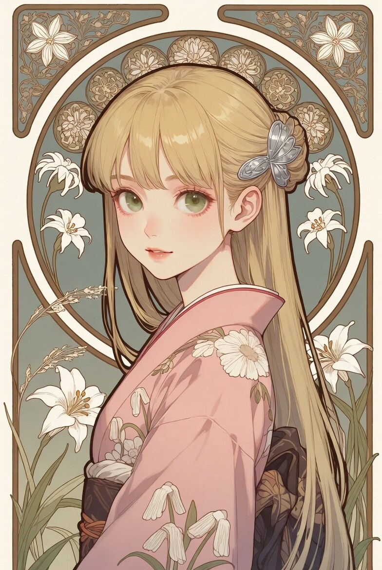 振り袖姿の北欧少女