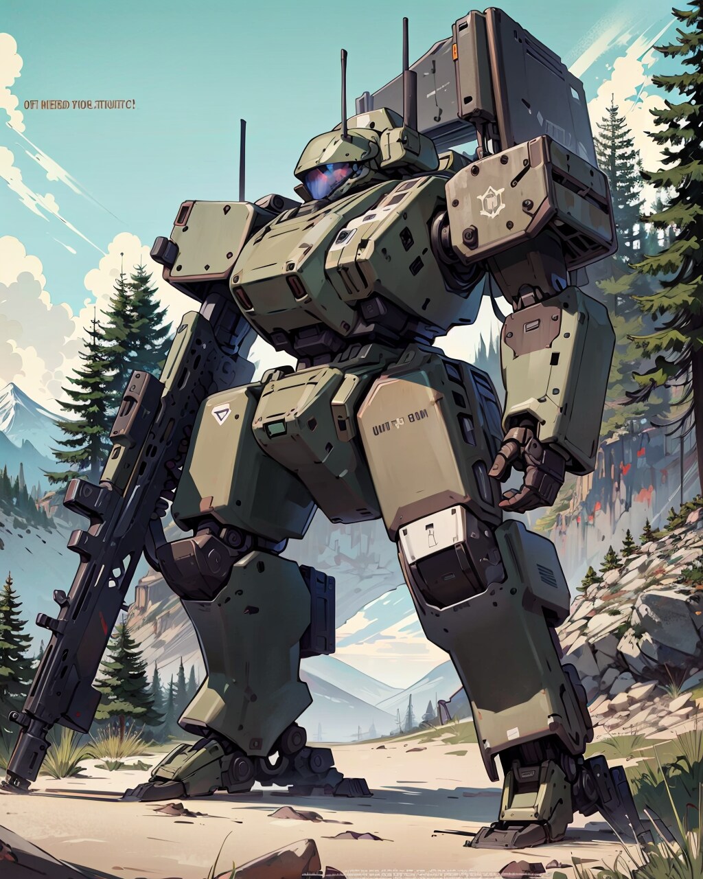 山岳地帯の軍用ロボット
