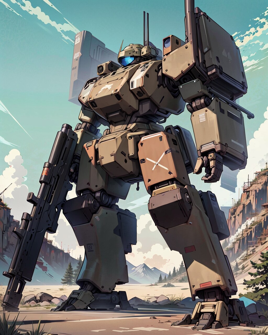 山岳地帯の軍用ロボット