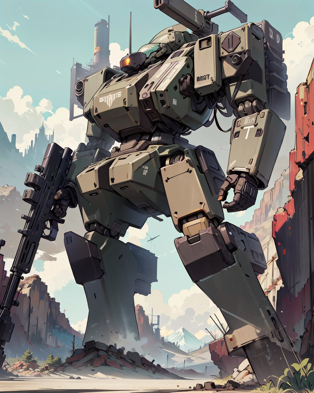 山岳地帯の軍用ロボット