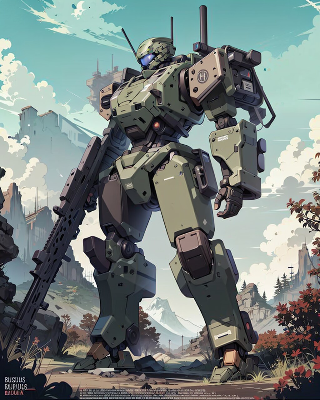 山岳地帯の軍用ロボット