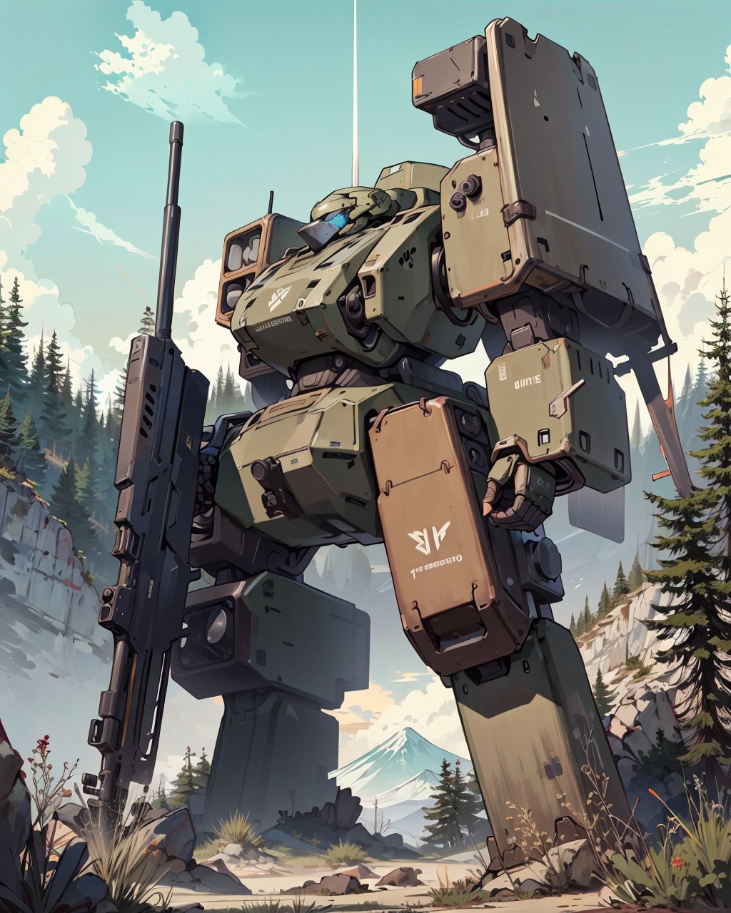 山岳地帯の軍用ロボット