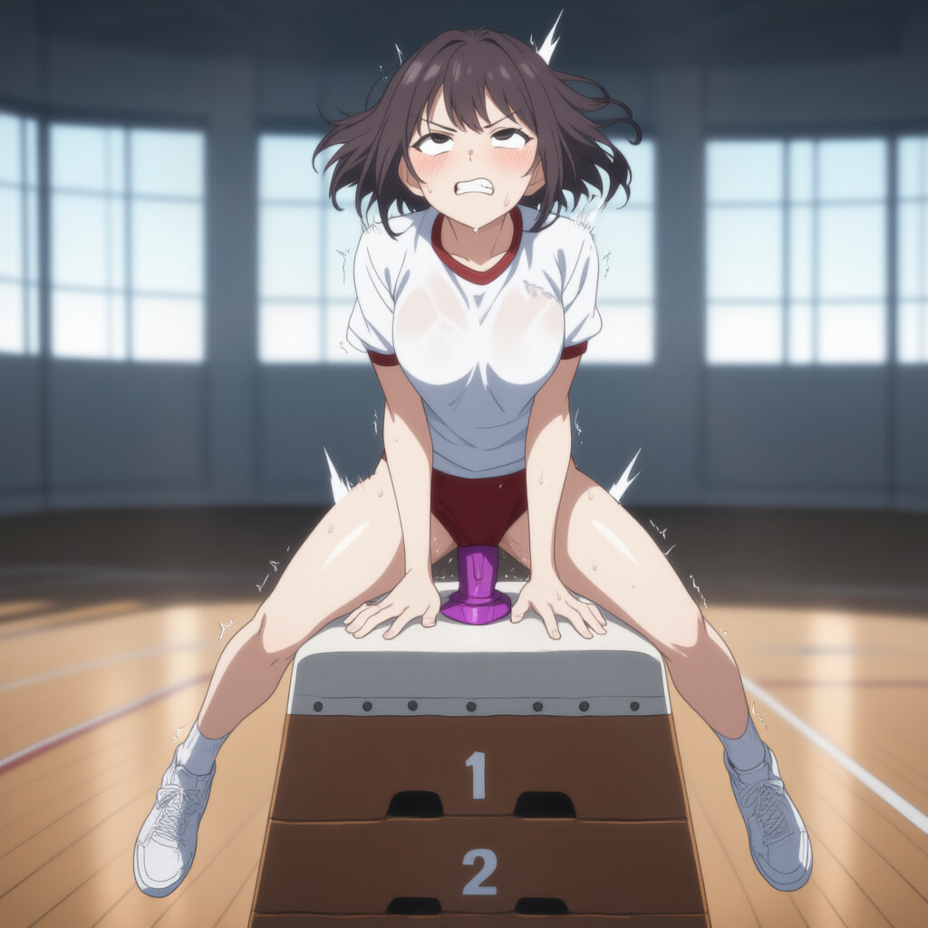 跳び箱ディルドで失敗アクメ