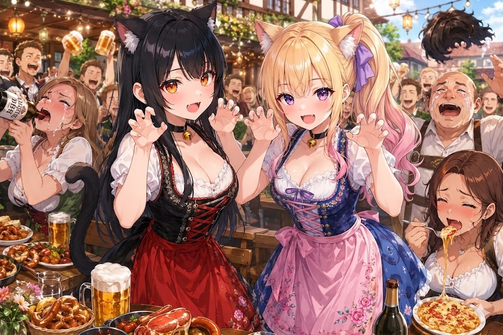 ふうちゃんとディアンドルでガオー😁 | の人気AIイラスト・グラビア