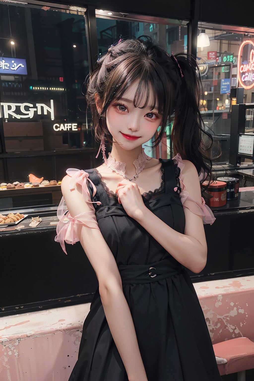 夜のカフェ