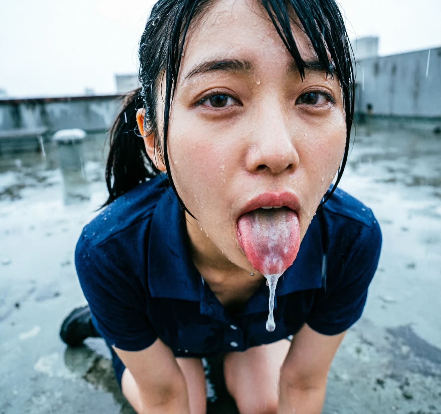 顔にかかる雨と