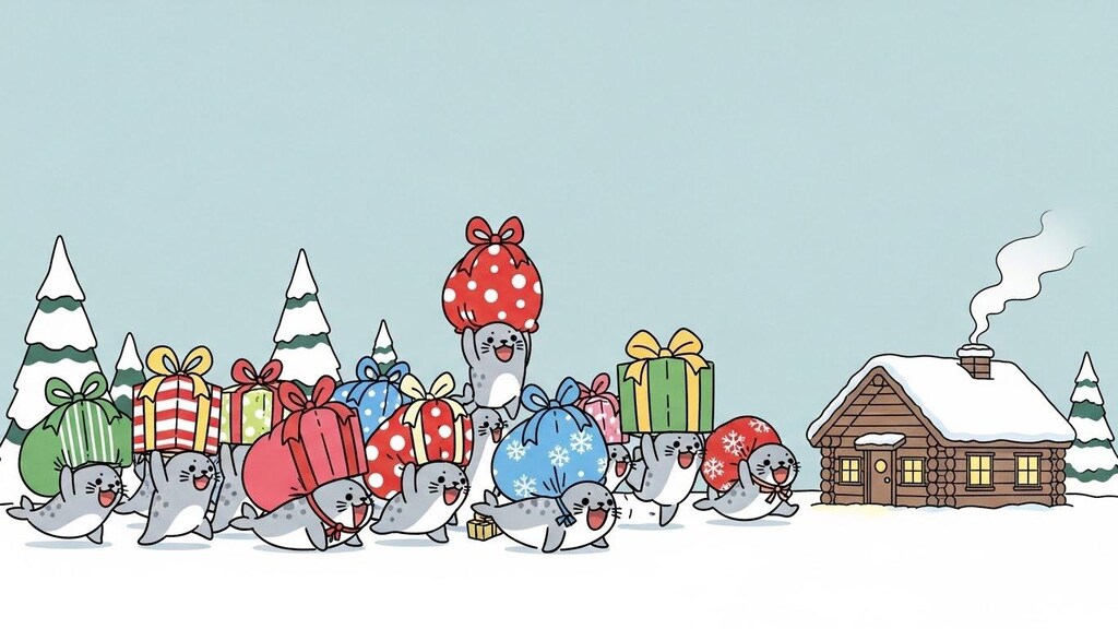 アザラシ小屋に帰るジタバタアザラシ軍